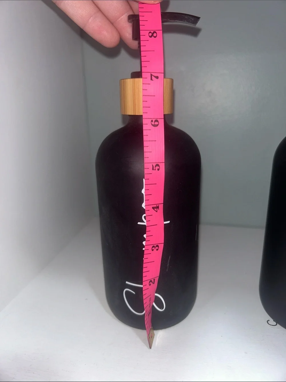 Matte Black Shampoo & Body Wash Pump Bottles with Bamboo Caps Height 8.5’